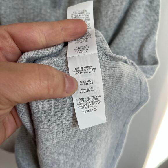 Aerie Gray Ribbed Cutout Bodycon Mini Dress Casual Size XS - Picture 5 of 7